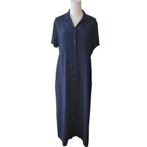Travelsmith Navy Blue Crepe Maxi Dress Size Medium